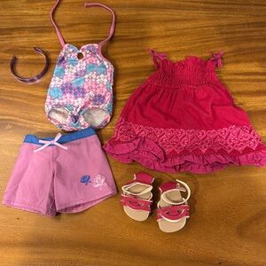 American Girl Doll Two Outfits, Kanani’s Beach and Sundress & Sandals EUC